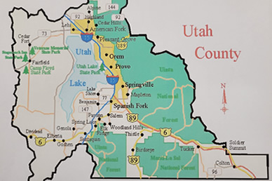 Map of Utah County - link to Recorder Fees